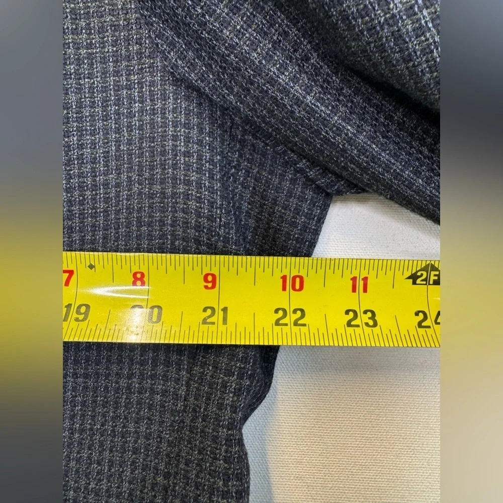 Oscar De La Renta mens sz 44R black‎ gray microcheck 100% wool blazer sport coat
